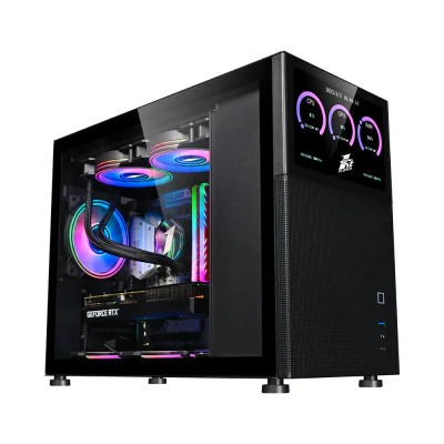 Carcasa 1stPlayer® MI6-EV, Micro-ATX, display 8 inches, 4 ventilatoare aRGB, negru