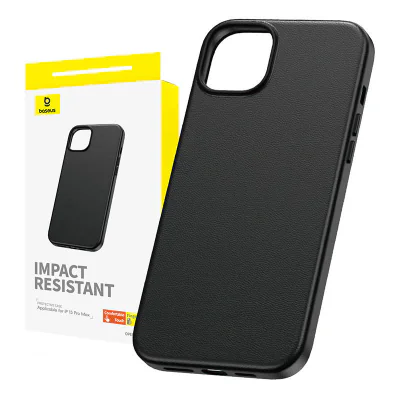 Carcasă de telefon pentru iPhone 15 ProMax Baseus Fauxther Series (negru)