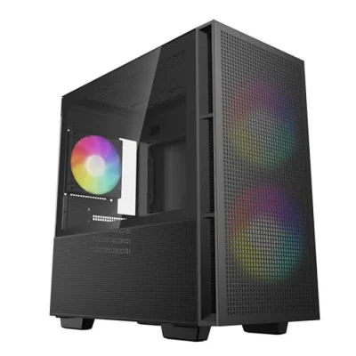 CARCASA DeepCool "CH360", Mini Tower, ATX, fara sursa, 3xfan, USB 3.2 gen 1 x 1, USB 2.0 x 2,audio,PSU shroud,4 sloturi expansiune,iluminare ARGB, negru "R-CH360-BKAPE3-G-1"