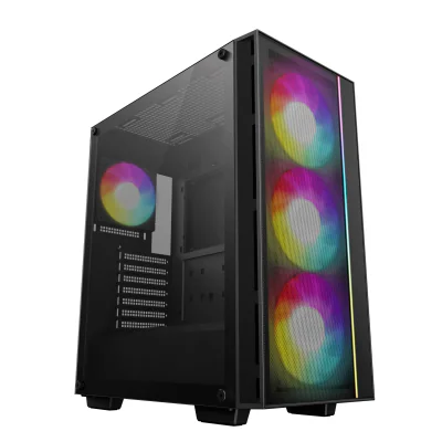 CARCASA DeepCool "MATREXX55",middle tower,gaming,fara sursa,suporta 8xfan, 4xfan inclus, USB 3.1 gen1x1, USB-C,audio+mic,7 sloturi expansiune,negru "R-MATREXX55-BCADA4-G-4"