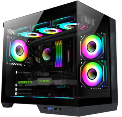 Carcasa gaming Serioux Shadow, fara sursa, tip  middle tower, USB2.0x+HD Audio, USB3.0, porturi rezervate pentru ventialtor: MN 2x120mm ventilatoare ARGB (incluse), spate:1x120mm ventilator RGB (inclus), sus 3x120mm/2x140mm, controler 4 porturi, driv