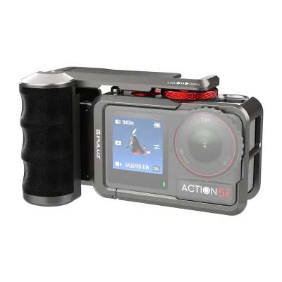 Carcasă metalică de protecție cu mâner Puluz pentru DJI Osmo Action 5 Pro / Action 4 / Action 3