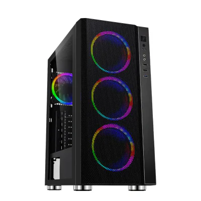 Carcasă PC SPACER SPCS-GC-RAINBOW, RGB, Mid Tower, Black