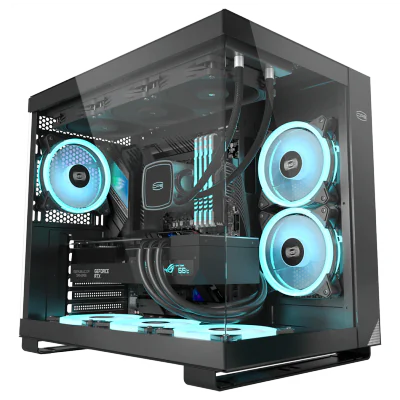 CARCASA PCCOOLER, Middle Tower, ATX, fara sursa, sticla securizata, 6 ventilatoare incluse, iluminare ARGB, alb, USB 3.2 gen 1 x 2, USB Type-C x 2, mic, audio, "C3 T500 ARGB BK"
