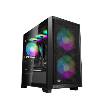 CARCASA PCCOOLER, Mini Tower, mATX, fara sursa, sticla securizata, 2 ventilatoare incluse, iluminare ARGB, negru, USB 3.2 gen 2 x 2, mic, audio, "C3D310 ARGB BK"