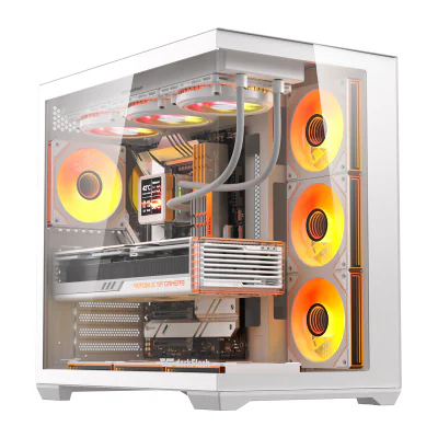 Carcasă pentru computer DarkFlash C280 (albă) + 7 ventilatoare