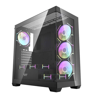Carcasă pentru computer Darkflash DS900 (negru) + 7 ventilatoare ARGB