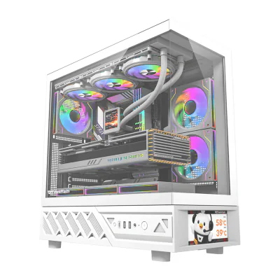 Carcasă pentru computer DarkFlash DS950V cu afișaj (alb) + 6 ventilatoare
