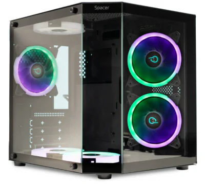 Carcasa Spacer Aquarium, RGB, Micro Tower, Black