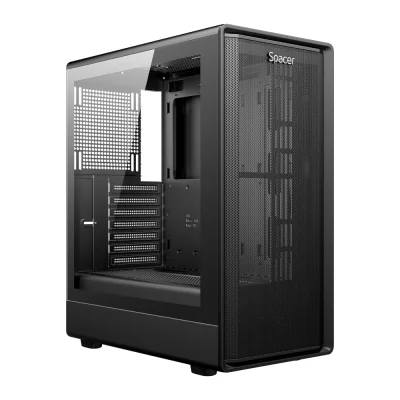 CARCASA SPACER - gaming, Middle Tower, ATX, "DRAGON", fara sursa, sticla securizata, USB 3.0 x 1, USB 2.0 x 1, HD-Audio, Jack 3.5mm x 1, PSU shroud, black "SPCS-GC-DRAGON"