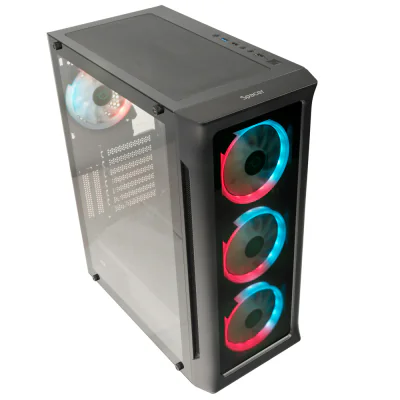 CARCASA SPACER - gaming, Middle Tower, ATX, "SHIELD", fara sursa, sticla securizata, fara ventilatoare, USB 3.0 x 1, USB 2.0 x 2, HD-AUdio, Jack 3.5mm x 2,"SPCS-GC-SHIELD-NF"