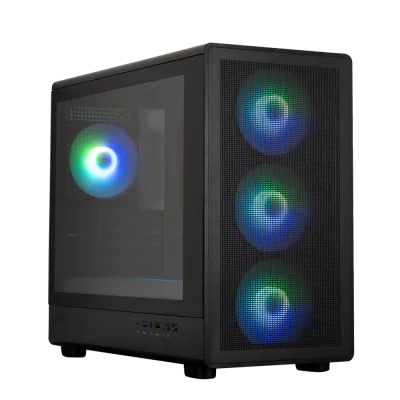 CARCASA Zalman "M5", mini tower, gaming, fara sursa, suporta 12xfan, 4xfan inclus, PSU shroud, afisaj electronic, USB Type-C x 1, USBx2, audio+mic, 4 sloturi expansiune, negru, "M5 Black"