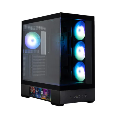 CARCASA Zalman "P40 DS", middle tower, gaming, fara sursa, suporta 10xfan, 4xfan inclus, PSU shroud, display 9.1inch, MB BTF, USB Type-C x 1, USB 3.1 gen1 x 2, audio+mic, alb, "P40 DS White"