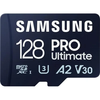 Card de memorie MicroSDXC Samsung Pro Ultimate, 128GB, 200 MB/s citire, 130 MB/s scriere, UHS-I U3, A2, Blue