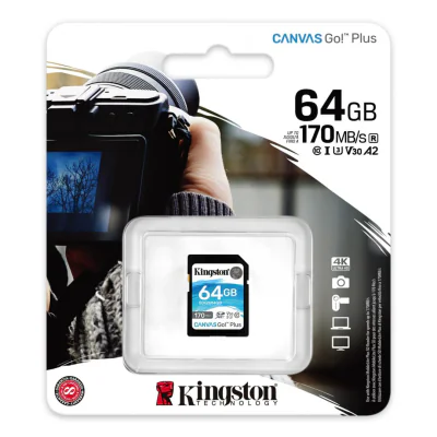 Card de Memorie SDXC Kingston Canvas GO Plus, 64GB, Class 10