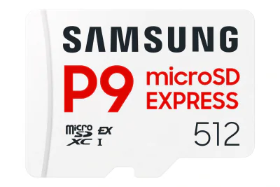 Samsung MB-MK512T. Capacity: 512 GB, Flash card type: MicroSDXC, Internal memory type: UHS-I, Read speed: 800 MB/s, UHS Speed Class:  Class 1 (U1), Video Speed Class: V30. Protection features: Drop resistant, Magnet proof, Temperature proof, Waterpro