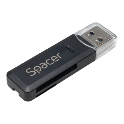 CARD READER extern SPACER, interfata USB 3.0, citeste/scrie: SD, micro SD, Negru