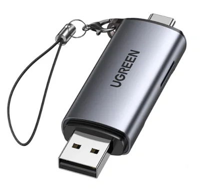 CARD READER extern Ugreen,"CM185" interfata USB 3.0/USB Type-C 3.0,citeste/scrie:SD,microSD viteza pana la 5 Gbps,suporta carduri maxim 2TB,plastic,black "50706" -6957303857067