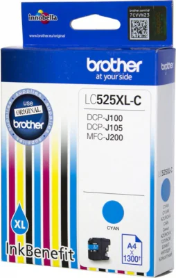 Brother LC-525XLC, High (XL) Yield, Cyan, 1300 pages