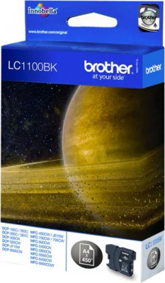 Brother LC1100BK, Black, Pigment-based ink, 1 pc(s), 450 pages, 450 pages, Single pack