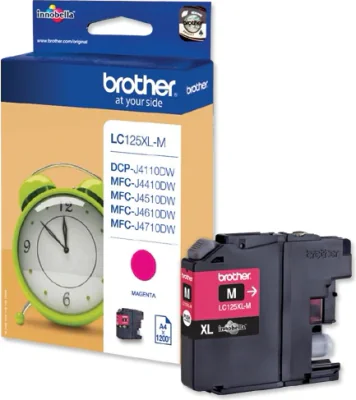 Brother LC125XLM, Extra (Super) High Yield, Magenta, Pigment-based ink, 1 pc(s), 1200 pages, Single pack