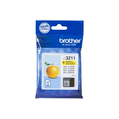 Brother LC3211Y, Standard Yield, Yellow, Pigment-based ink, 1 pc(s), 200 pages, Single pack