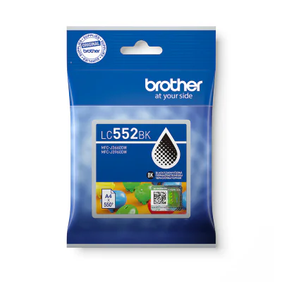 Brother LC552BK, High (L) Yield, Black, Pigment-based ink, 1 pc(s), 550 pages, Single pack