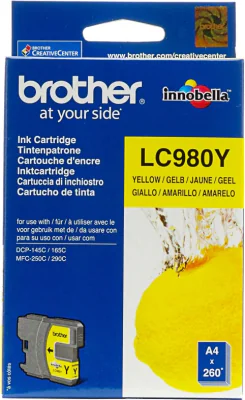 Cartuș cerneală BROTHER LC980Y, galben, pentru DCP-145C DCP-165C DCP-195C DCP-197C DCP-375CW MFC-250C MFC-255CW MFC-290C MFC-295C, Da