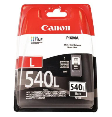 Cartus cerneala Canon PG-540 L, black, capacitate 11ml , pentru Canon Pixma MG2150, Pixma MG2250, Pixma MG3150, Pixma MG3250, Pixma MG3550, Pixma MG4150, Pixma MG4250, Pixma MX375, Pixma MX395, Pixma MX435, Pixma MX455, Pixma MX475, Pixma MX515, Pixm