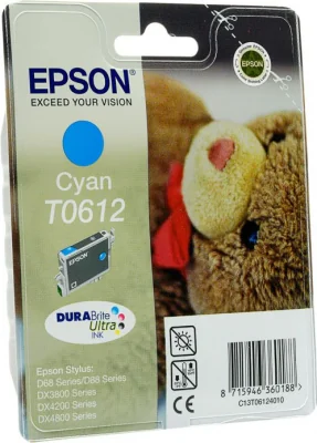 Cartuș cerneală EPSON Cartuş Cyan T0612 DURABrite Ultra, cyan, pentru Stylus D68PE/ D88/ D88PE/ DX4800/ DX4850, Da