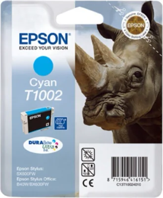 Cartuș cerneală EPSON Cartuş Cyan T1002 DURABrite Ultra, cyan, pentru Epson Stylus SX610FW - Epson Stylus SX600FW - Epson Stylus SX515W - Epson Stylus SX510W - Epson Stylus Office BX610FW - Epson Stylus Office BX600FW - Epson Stylus Office BX310FN -, Da
