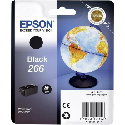 Cartuș cerneală EPSON Cerneală 266 Globul pământesc, negru, pentru WorkForce WF-100W