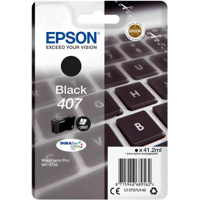 Cartuș cerneală EPSON Cerneală 407L Tastatură DURABrite Ultra, negru, pentru WorkForce Pro WF-4745DTWF