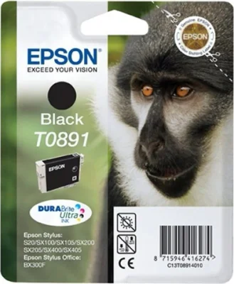 Cartuș cerneală EPSON Cerneală T0891 Maimuţă DURABrite Ultra, negru, pentru Epson Stylus SX415 - Epson Stylus SX410 - Epson Stylus SX405WiFi - Epson Stylus SX405/SX400 - Epson Stylus SX400 - Epson Stylus SX218 - Epson Stylus SX215 - Epson Stylus