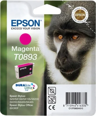 Cartuș cerneală EPSON Cerneală T0893 Maimuţă DURABrite Ultra, magenta, pentru Epson Stylus SX415 - Epson Stylus SX410 - Epson Stylus SX405WiFi - Epson Stylus SX405/SX400 - Epson Stylus SX400 - Epson Stylus SX218 - Epson Stylus SX215 - Epson Stylus