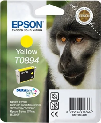 Cartuș cerneală EPSON Cerneală T0894 Maimuţă DURABrite Ultra, galben, pentru Epson Stylus SX415 - Epson Stylus SX410 - Epson Stylus SX405WiFi - Epson Stylus SX405/SX400 - Epson Stylus SX400 - Epson Stylus SX218 - Epson Stylus SX215 - Epson Stylus