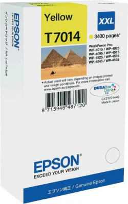 Cartuș cerneală EPSON Ink Cartridge XXL Yellow 3.4k, galben, pentru WorkForce Pro WP-4015 DN, WorkForce Pro WP-4025 DW, WorkForce Pro WP-4515 DN, Da