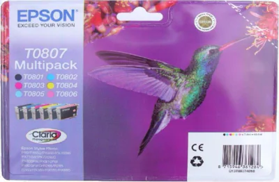Cartuș cerneală EPSON Multipack 6-colours T0807 Claria Photographic, negru, cyan, cyan deschis, magenta deschis, magenta, galben, pentru Epson Stylus Photo RX685 - Epson Stylus Photo RX585 - Epson Stylus Photo RX560 - Epson Stylus Photo R360 - Epson, Da