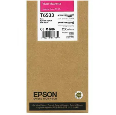 Epson T6533 Vivid Magenta Ink Cartridge (200ml), Standard Yield, Magenta, Pigment-based ink, 200 ml, 1 pc(s), Single pack