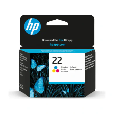 HP 22 Tri-color Original Ink Cartridge, Cyan, Magenta, Yellow, Dye-based ink, 5 ml, 1 pc(s), 165 pages