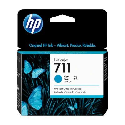 HP 711 29-ml Cyan DesignJet Ink Cartridge, HP DesignJet T100, T120, T125, T130, T520, T525, T530 Printer series, Thermal inkjet, Cyan, CZ130A, Singapore, Malaysia, 114 mm