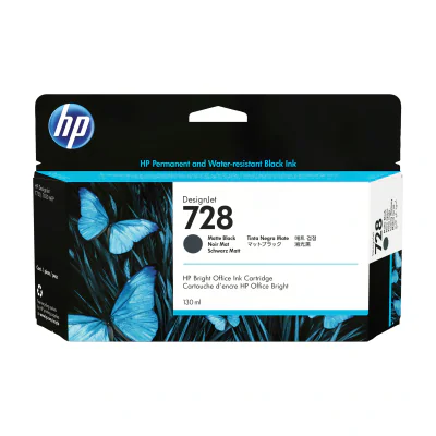 Cartuș cerneală HP 728 DesignJet negru mat, 130 ml, inkjet termic