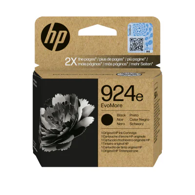 HP 924e EvoMore Black Original Ink Cartridge, High (XL) Yield, Black, 1 pc(s), 1000 pages, Single pack