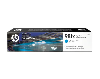 HP 981X High Yield Cyan Original PageWide Cartridge, High (XL) Yield, Cyan, Pigment-based ink, 116 ml, 1 pc(s), 10000 pages