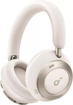Casti Anker "Soundcore Space One Pro", Over-Ear, utilizare multimedia, Bluetooth 5.3, 4 x mic, durata baterie pana la 60 ore, pliabile, ANC, alb, "A3062G21" - 0194644186838