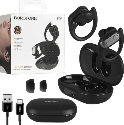 CASTI Borofone "FQ6", pt smartphone, wireless TWS, microfon pe casca, conectare prin Bluetooth 5.4, negru "6941991119200"