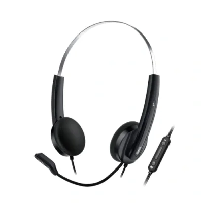 CASTI Genius "HS-220U", cu fir, utilizare multimedia, USB Type-C, microfon pe brat, lungime cablu 2.4m, control volum pe fir, negru, "31710032401" - 4710268262190