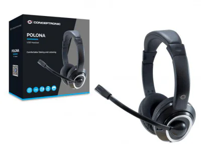 Casti Head-band CONCEPTRONIC POLONA USB Headset, Cu fir, Negru