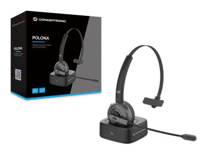 Casti Mono-casca CONCEPTRONIC POLONA03BD, Fara Fir, noise-canceling, Negru