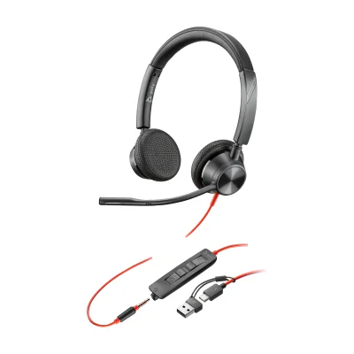 Căști Office HP Blackwire 3325, Cu fir, USB-C și 3,5 mm, Microfon Boom, Black